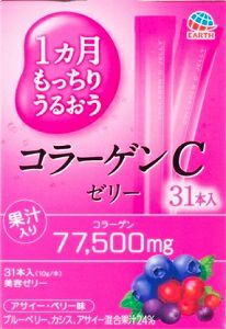 1ヵ月もっちりうるおうコラーゲンCゼリー(10g*34本入) アース製薬 1ヵ月もっちりうるおうコラーゲンCゼリー アサイー・ベリー